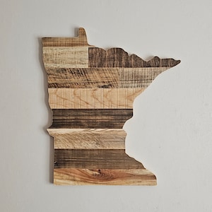 Minnesota Wood Sign Wall Art Decor, Large Rustic Home State Cutout, Personalized Housewarming Gift, Handmade With Wooden Pallets