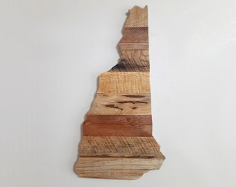Wooden New Hampshire State Sign Wall Art Decor, Large Home State Cutout, Personalized Housewarming Gift Handmade With Reclaimed Pallet Wood