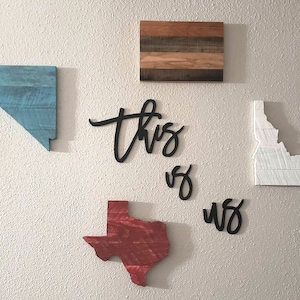 Wooden Home State Sign Wall Art Decor, Small State Shape Cut Outs, Housewarming Gift Handmade With Reclaimed Wood From Pallets