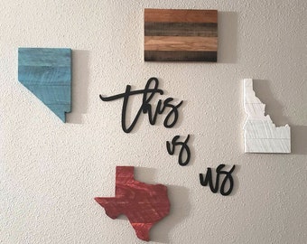 Wooden Home State Sign Wall Art Decor, Small State Shape Cut Outs, Housewarming Gift Handmade With Reclaimed Wood From Pallets