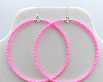 Hot Pink Hoop Earrings