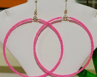 Matte Translucent Bright Pink Hoops