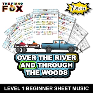 Over the River and Through the Woods - Beginner Piano Sheet Music for Kids