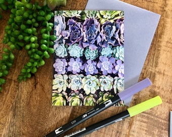 Succulent notecards with envelopes, Pastel Succulents, Colorful garden blank notecards, Set of 8, Plant cards, Greeting cards, Gardener gift