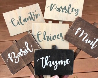 Rustic Herb Markers, herb signs, herb stakes, mint, basil, cilantro, oregano, dill, chives, parsley, rosemary, garden signs, herb markers