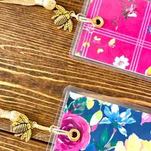 Floral bookmark with bee charm, Gold Tassel, Garden gift, Book lover gift, Bookworm gift, Gardener gift, Bookclub, Mother's Day gift image 5