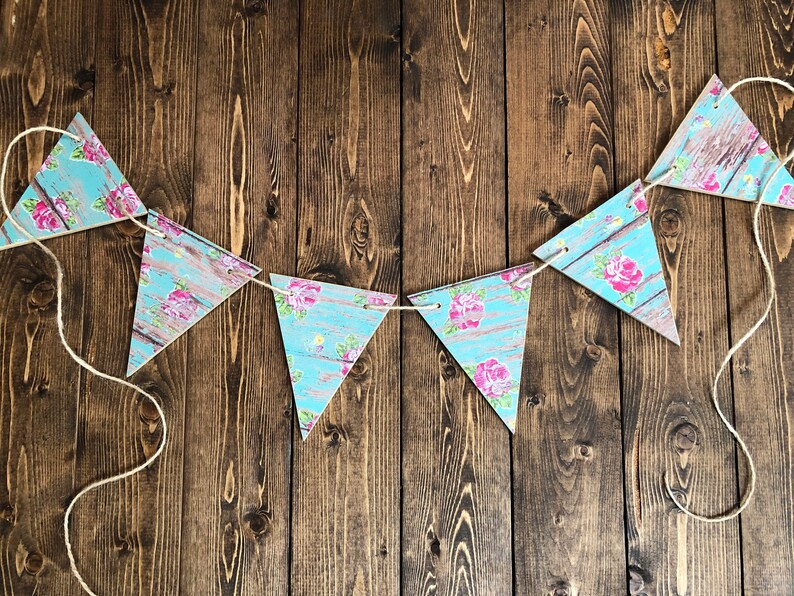 Rustic floral wood banner Rustic Farmhouse decor Bunting Etsy