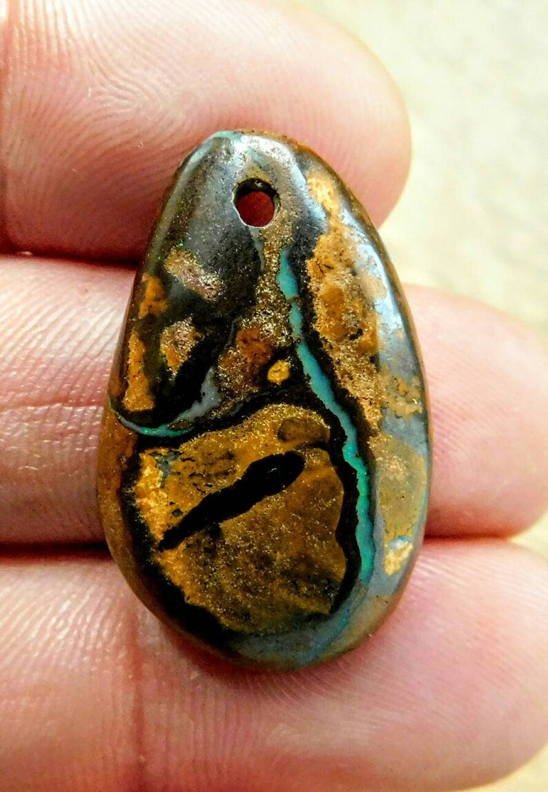Boulder Opal pendant drilled head on