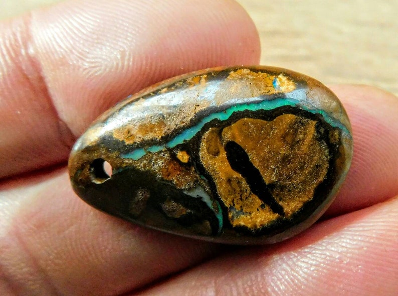 Boulder Opal pendant drilled head on