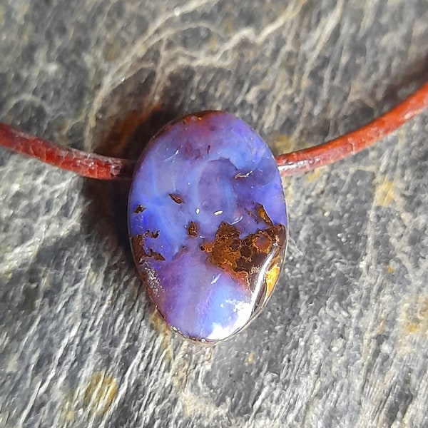 Boulder opal pendant drilled on the side