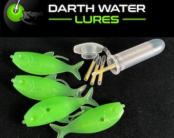 Darth Water Lures, Shad, 1.8 inch Soft Body, Glowstick Illuminating Fishing Lure, 4-Pack