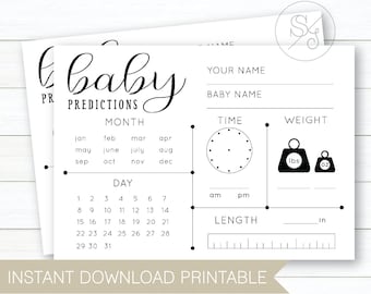 Previsioni per neonati, Gioco per baby shower, Carte di previsione per bambini, Attività per baby shower, Stampe per download istantaneo, Design #B101