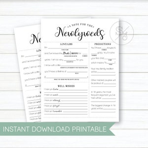 Hochzeits-Wunschkarten, Wedding Mad Libs, Notizen für das Ehepaar, Hochzeits-Ratschlag-Karten, Sofort Download Printable, Design #W100