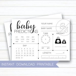 Previsioni per neonati, Gioco Baby Shower, Carte di previsione per bambini, Stampabili per download istantaneo, Design #B155