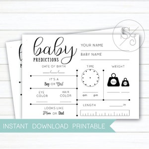Baby-Vorhersagekarten, Gender Reveal Partyspiel, Neugeborenen-Vorhersagen, Baby-Dusche-Aktivität, geschlechtsneutral, Sofort Download, Design #B100