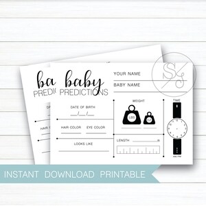 Newborn Predictions, Baby Shower Game, Baby Predictions Cards, Newborn Printables, Instant Download Printables, Design #B150