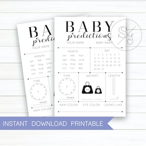 Voorspellingskaarten voor pasgeborenen, babyvoorspellingskaarten, babyshoweractiviteit, instant downloadvoorspellingen, pasgeboren printables, ontwerp #B115
