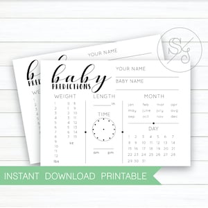Babyvoorspellingskaarten, babyshoweractiviteit, genderneutrale voorspellingskaarten, pasgeboren voorspellingen, Instant Download afdrukbaar, ontwerp #B120