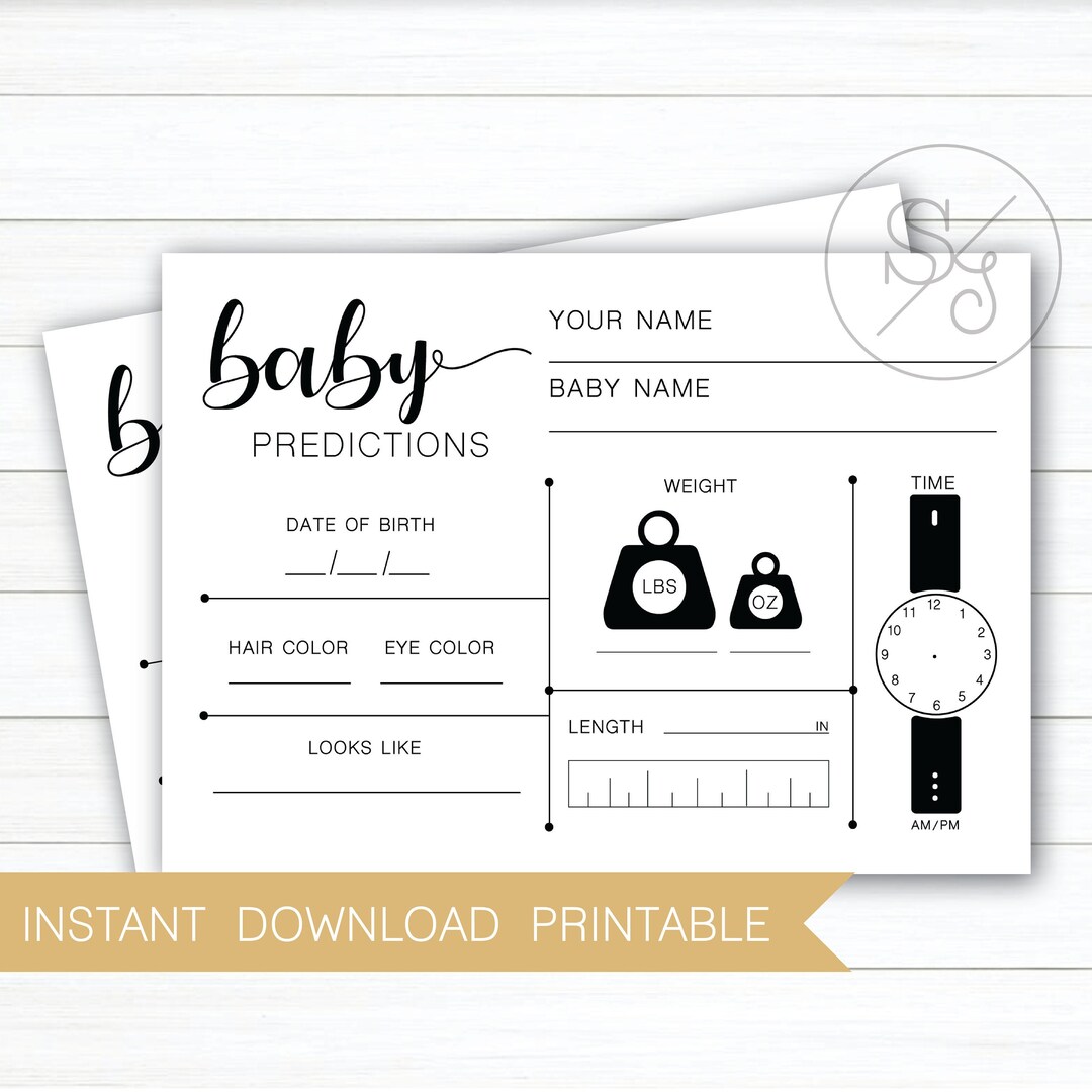 Baby Prediction Cards, Newborn Prediction Cards, Baby Shower Game, Baby ...