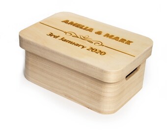 Decorative Wooden Box with Lid Personalised with Engraved Name