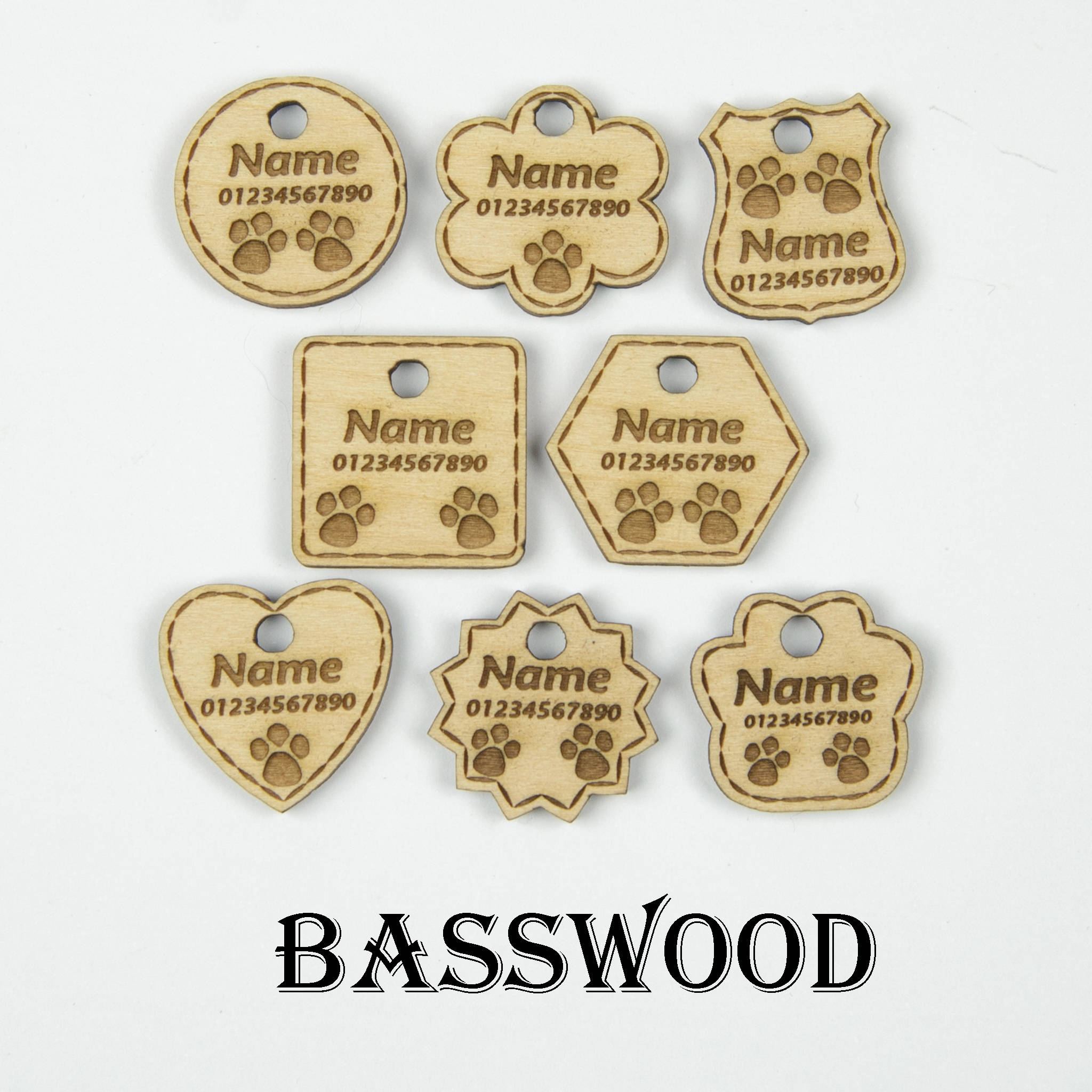 Wooden Dog Tag Cat Tag Personalised Pet ID Engraved With Etsy UK