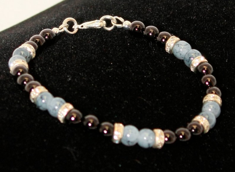 Crystal necklace Handmade Jewelry. Birthday Gift for that special person elegant jewelry set Black and gray glass pearls with crystals