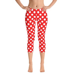 Pin up Leggings Red Polka Dots White 