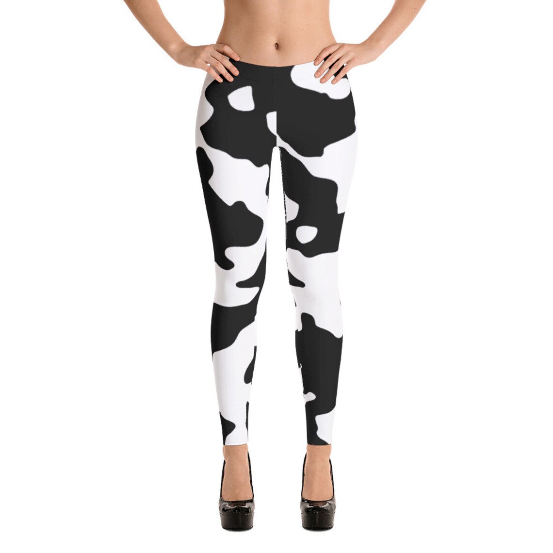 Brown And White Cow Print Women's Leggings