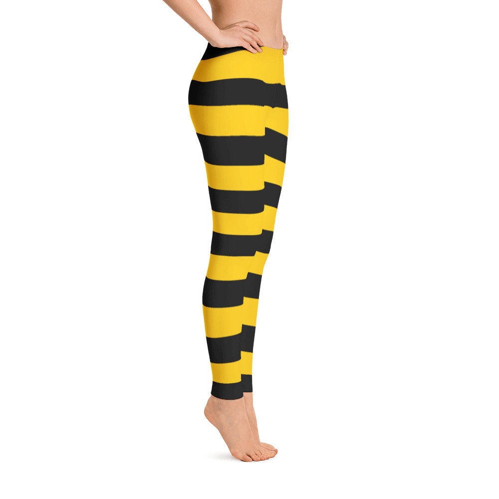 Bumble Bee Leggings Yellow Black Striped Broad Stripes I Funny Cute Queen  Bees Costume Pants for Women Girls Animal Print Super Soft Stretch 