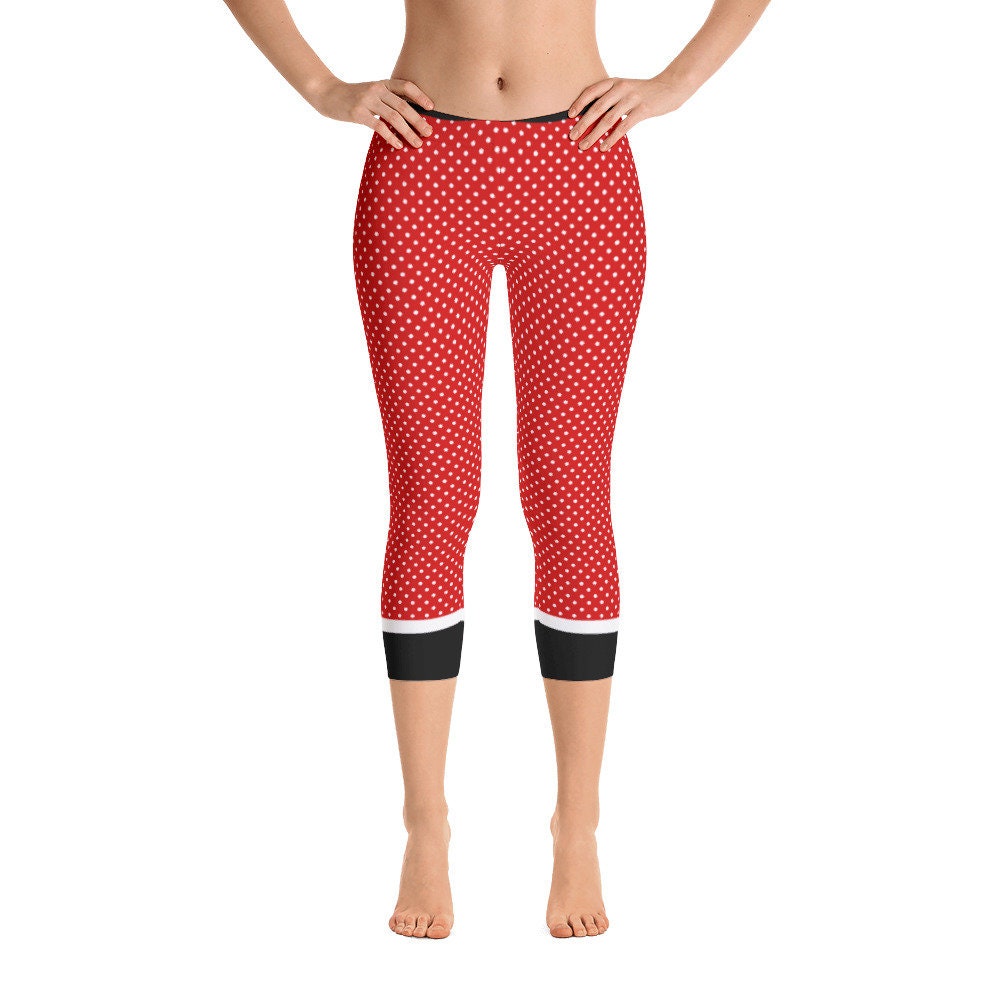 Polka Dots Capri Leggings Red White 