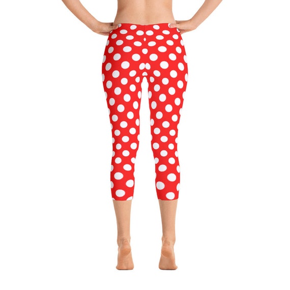 Pin up Capri Leggings Red White Polka Dots Capris I Cute Womens