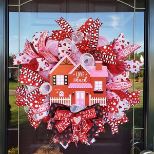 Valentine&#39;s Day Wreath for front door, Ribbon wreath, Valentine&#39;s Day Farmhouse Wreath, Door hanger, Valentines Decor, porch decor