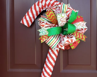 Candy Cane Wreath, Christmas Door Decor, Candy Cane Door Hanger, Christmas Decor, Christmas Wreath, Holiday Wreath, Christmas Door Hanger