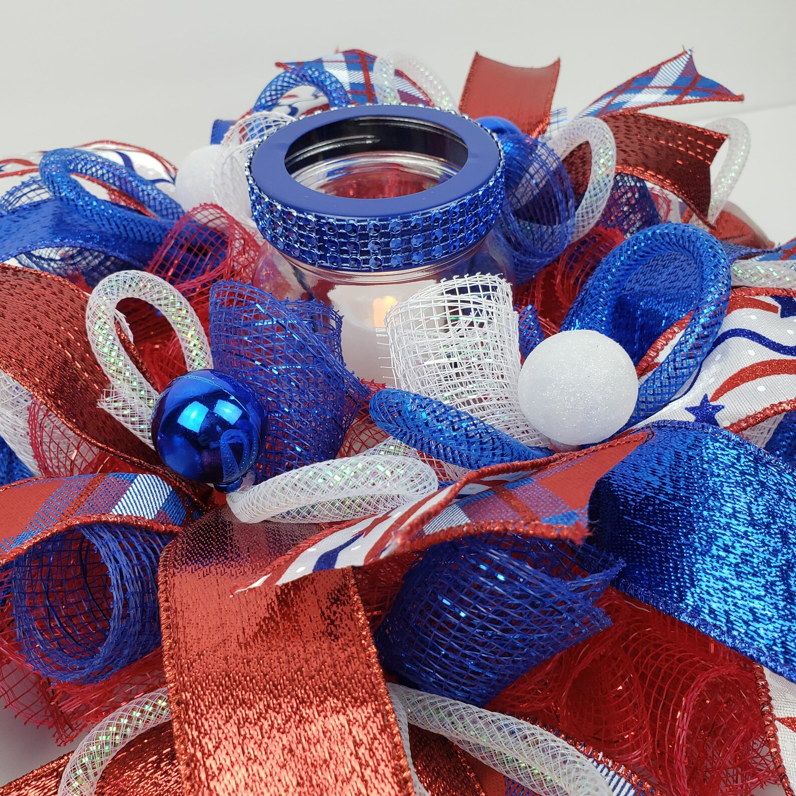 Patriotic Centerpiece Summer Centerpiece Red White and Blue Etsy