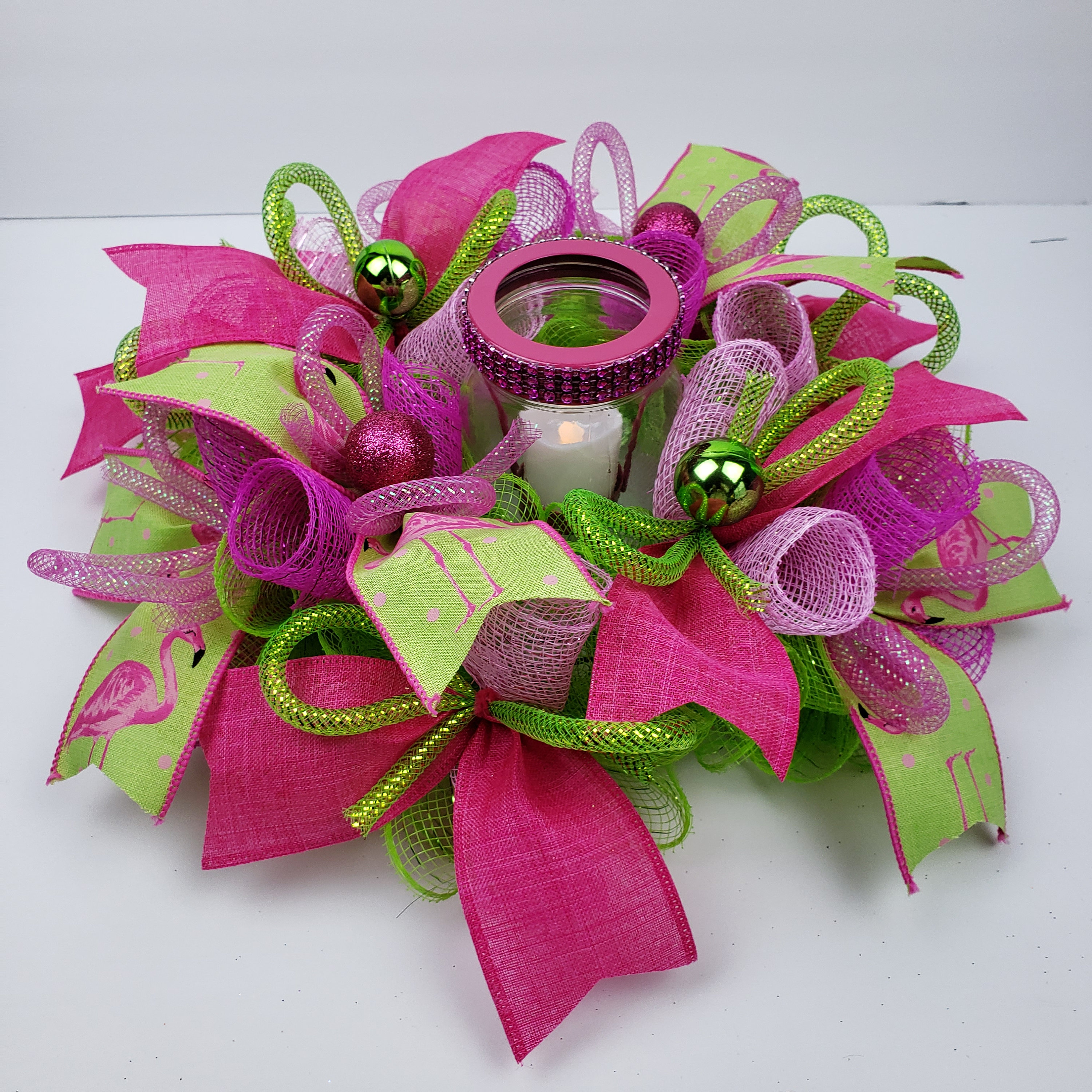 Summer centerpiece Flamingo Centerpiece Flamingo Candle Beach centerpiece Flamingo party decor summer home decor candle ring