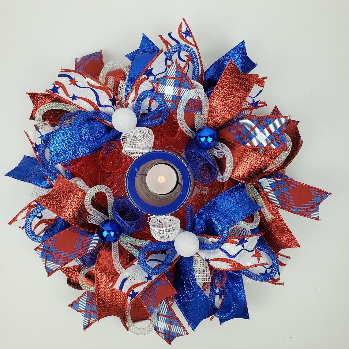 Patriotic Centerpiece Summer Centerpiece Red White and Blue Etsy