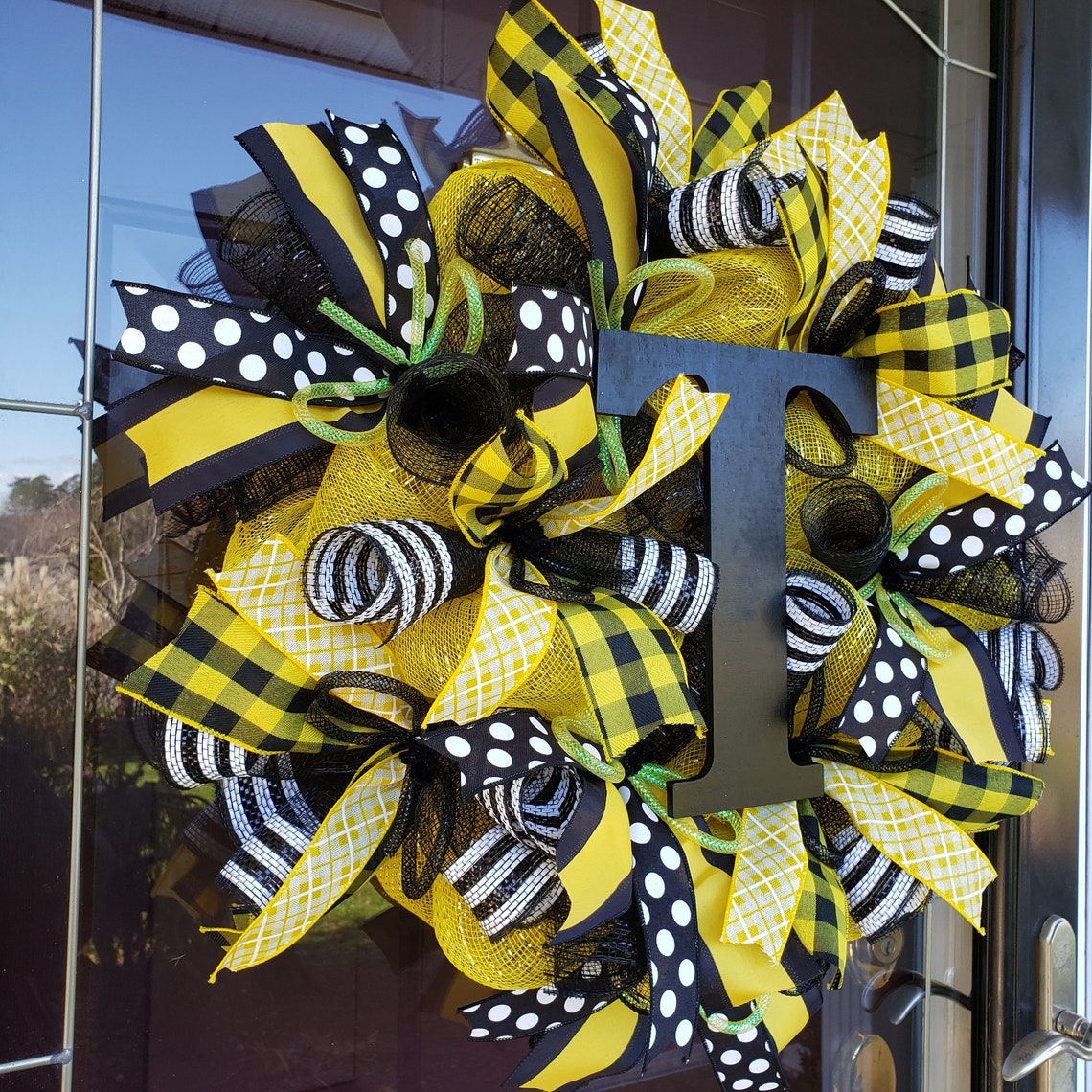 Black and Yellow Wreath Yellow and Black Wreath Hawkeyes Etsy