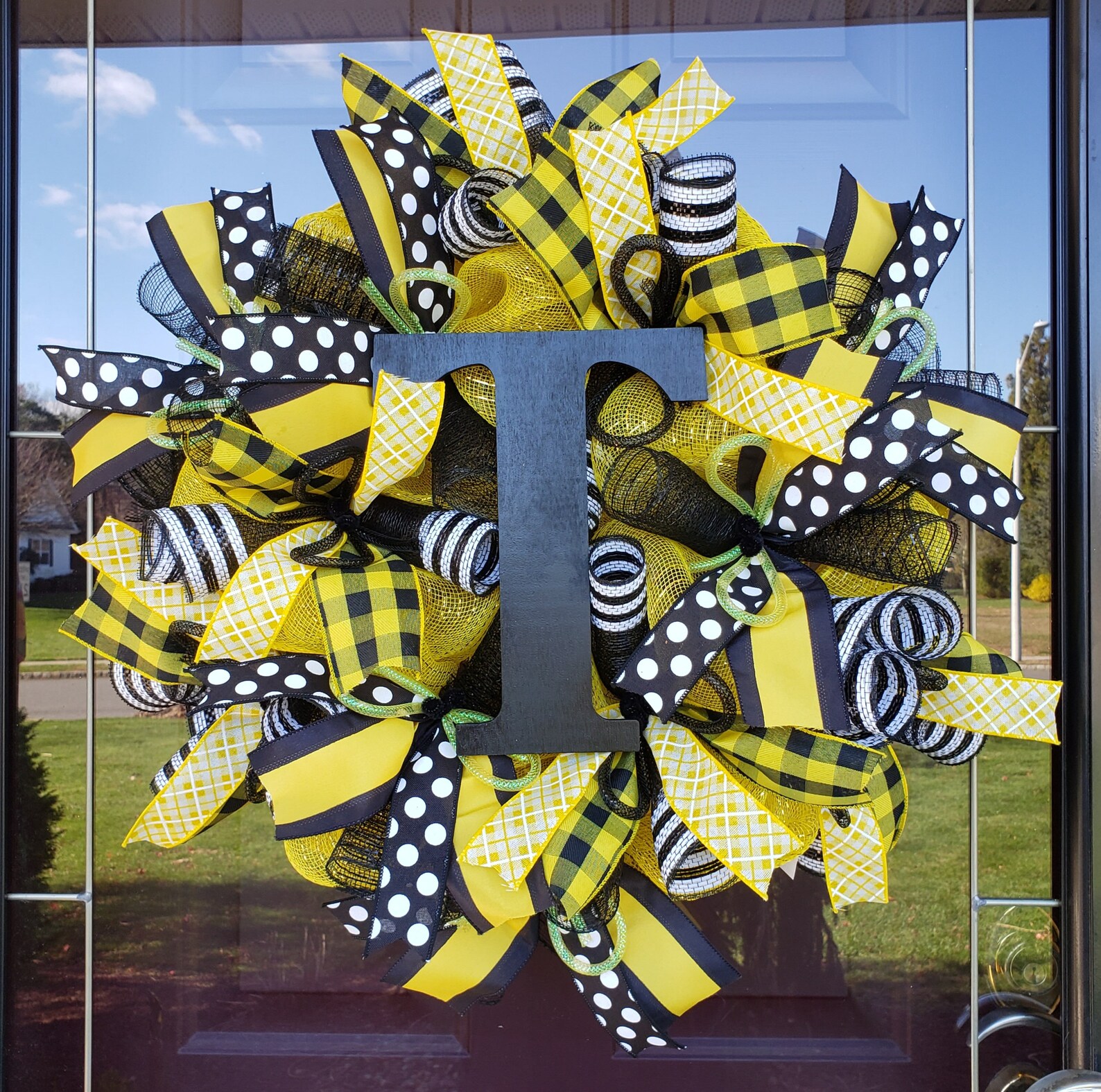 Black and Yellow Wreath Yellow and Black Wreath Hawkeyes Etsy