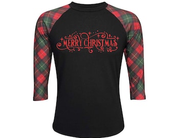 Christmas Print Sleeve Raglan Shirt