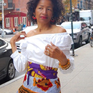 Obi Belt Tie Waist African Print Violet