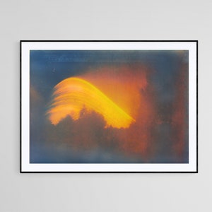 Brown and orange abstract print of sun, alternative photography, solargraphy,  home goods decor, long exposure photography print