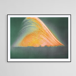 Orange color photograph, abstract print of sun, alternative photography, solargraphy,  home goods decor, long exposure photography print