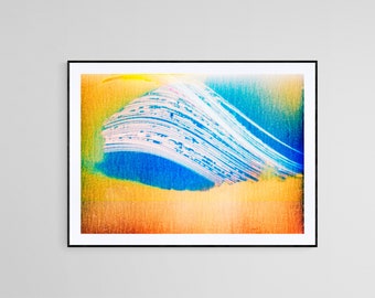 Colorful abstract print of sun, alternative photography, solargraphy,  home goods decor, long exposure photography print