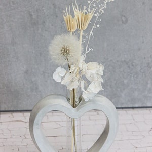 Mini Strauß &quot;Herz Wunscherfüller&quot; kleine Blumenstrauß mit Betonherz