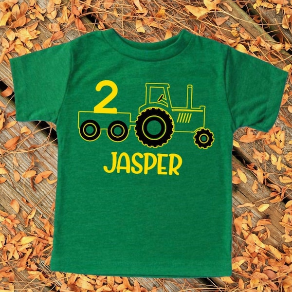 Tractor Birthday Shirt | Green T-shirt | ANY Name and Age | Birthday Tee | Farm | Big Truck |