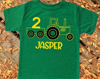 Tractor Birthday Shirt | Green T-shirt | ANY Name and Age | Birthday Tee | Farm | Big Truck |