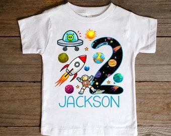 Rocket Ship Space Alien Shirt | PERSONALIZED T-shirt | Space Rocket Astronaut Theme Birthday | Spaceship tee Blast off