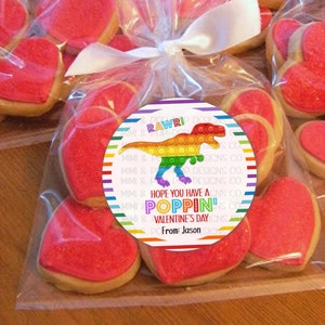 Dinosaur Pop It Valentine's Day Sticker | Have a Poppin' Valentine's Card | Cute sticker for valentine bags, classroom school party gift