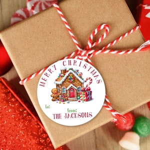 Gingerbread house Personalized Stickers | Christmas treat Custom Holiday Labels | Gift Tags | Treats & goody seals | x-mas envelope seals