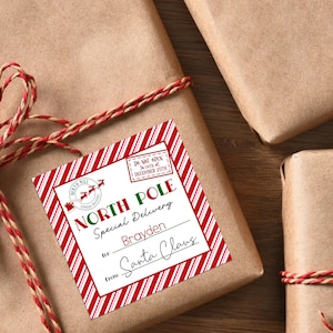 North Pole Express Delivery Gift Labels | Sant Special Delivery Tags | Xmas present stickers | Personalized To From gift stickers